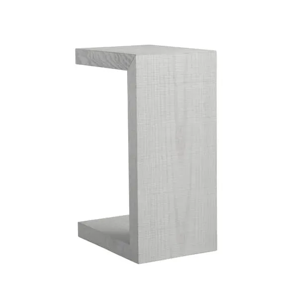 Side Table with Wood Veneer - White image