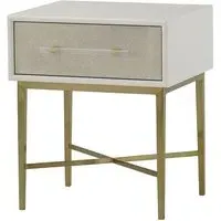 Single Drawer Bedside Table - Ivory, Faux Shagreen