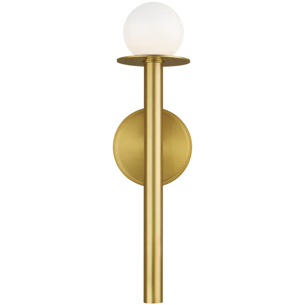 Single Wall Light with Glass Globe - Brass, Steel image