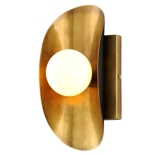 Single Wall Light with Glass Sphere - Black, Brass image