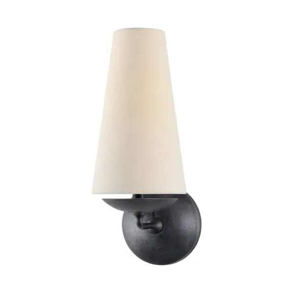 Single Wall Light with Shade - Aged Iron, Linen image