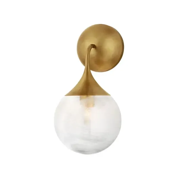 Single Wall Light with Tulip Arm - Brass, Metal image