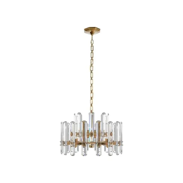 Small 2-Tier Crystal Chandelier - Brass, Crystal image