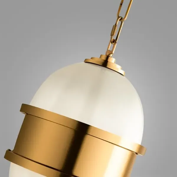 Small Aged Pendant Light - Brass, Metal