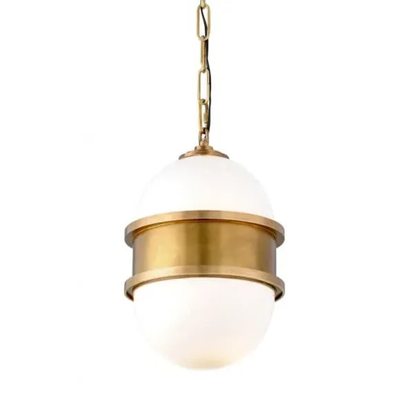 Small Aged Pendant Light - Brass, Metal image