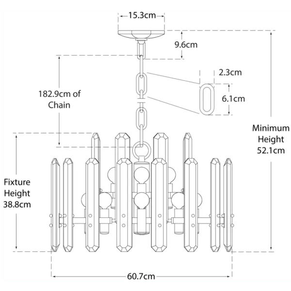 Small Chandelier with Crystals - Polished Nickel