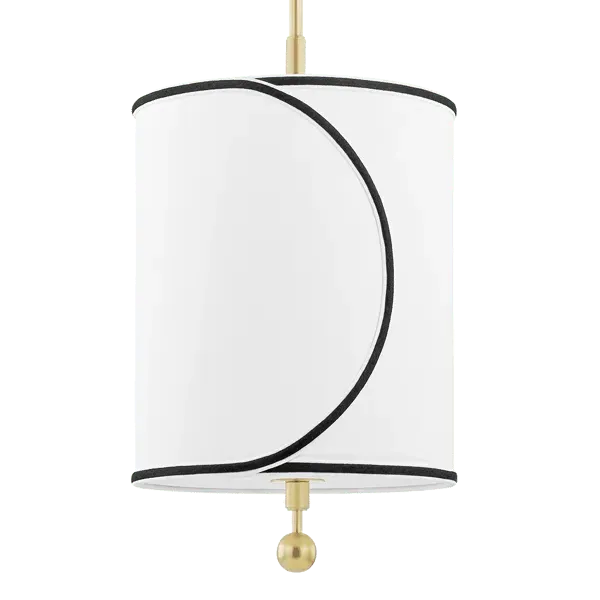 Small Drum Pendant Light with Trim - Black, Linen image