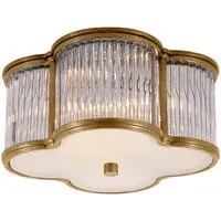 Small Flush Ceiling Light - Natural Brass, Glass