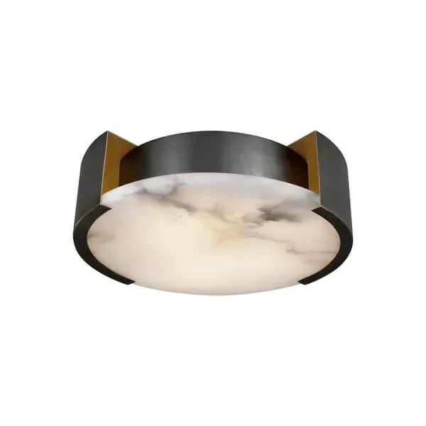 Small Flush Mount Light - Bronze, Alabaster