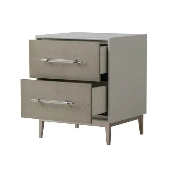 Small Nightstand with Drawers - Grey, Faux Shagreen