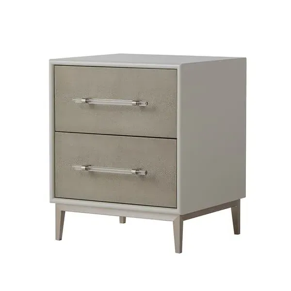 Small Nightstand with Drawers - Grey, Faux Shagreen