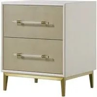 Small Nightstand with Drawers - Ivory, Faux Shagreen