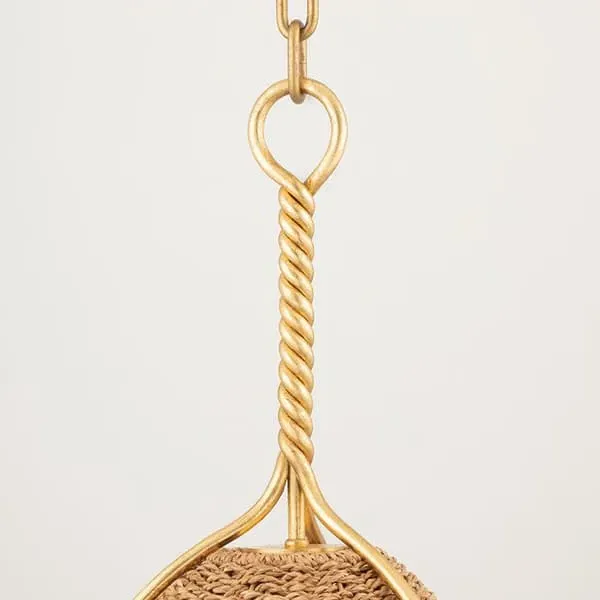 Small Pendant Light - Brown/Gold, Woven