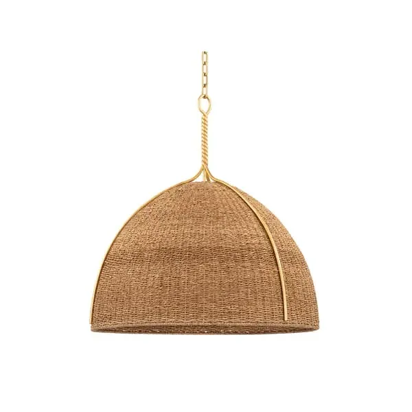 Small Pendant Light - Brown/Gold, Woven image