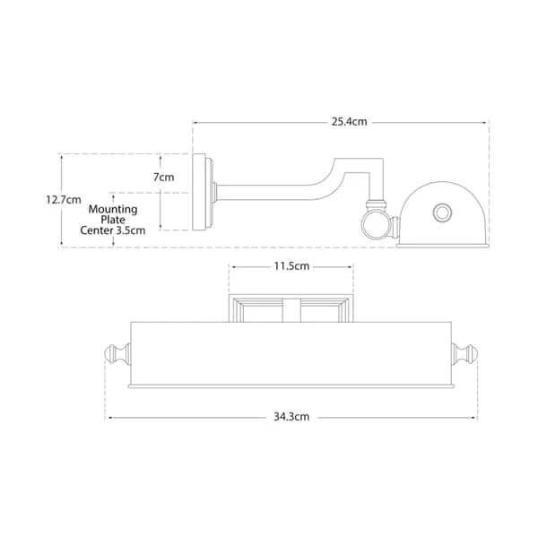 Small Single Picture Light - Gun Metal, Metal