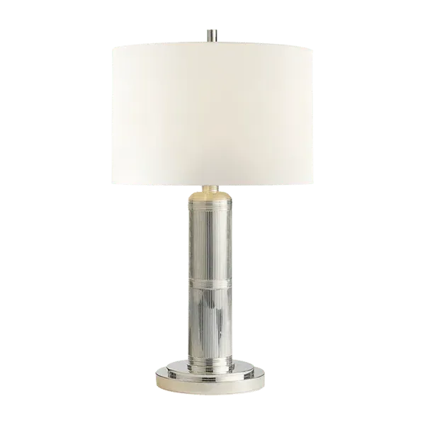 Small Table Lamp with Grooved Stand - Nickel