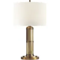 Small Table Lamp with Linen Shade - Brass, Metal
