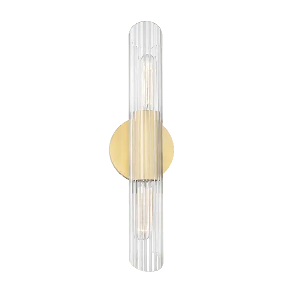 Small Wall Light with Faceted Glass - Aged Brass image