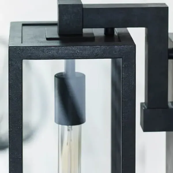 Small Wall Light with Glass Casing - Black, Iron