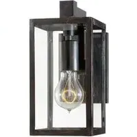 Small Wall Light with Glass Casing - Black, Iron