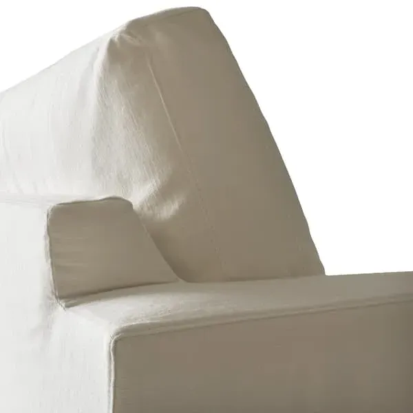 Sofa with Cushions - White, Linen