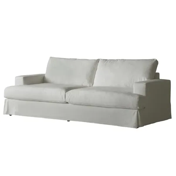 Sofa with Cushions - White, Linen image