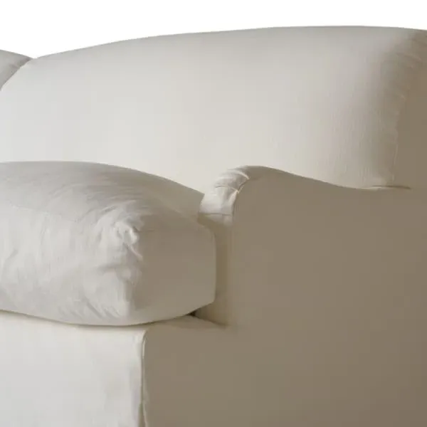 Sofa with Rolled Arms - White, Linen