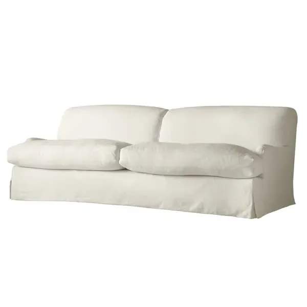 Sofa with Rolled Arms - White, Linen