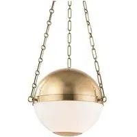 Sphere Pendant Light with Opal Glass - Brass, Metal