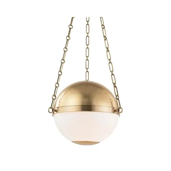 Sphere Pendant Light with Opal Glass - Brass, Metal image