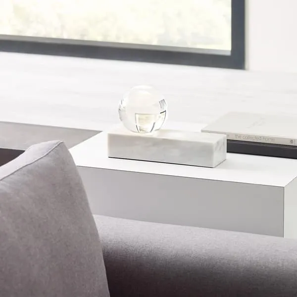 Sphere Table Lamp with Crystal - White, Marble