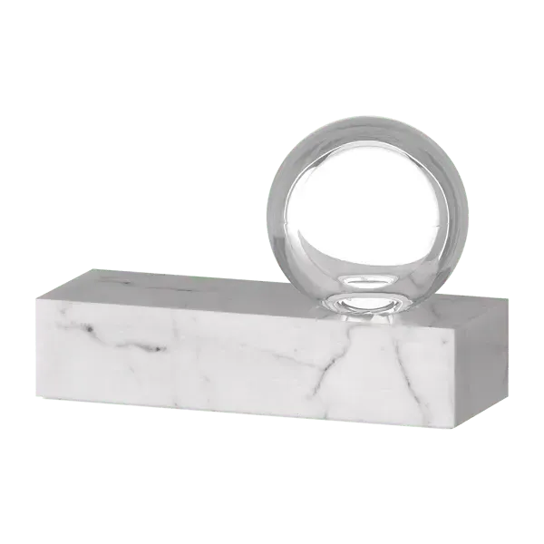 Sphere Table Lamp with Crystal - White, Marble