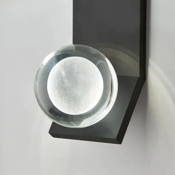 Sphere Wall Light with Crystal - Black, Metal