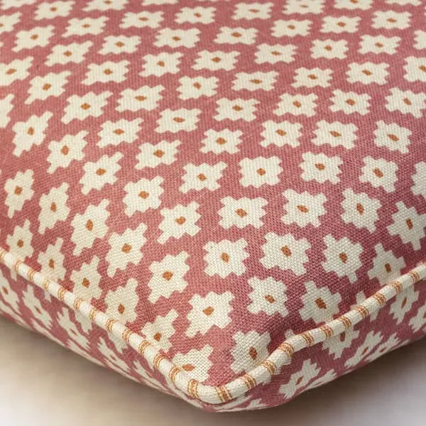 Square Cushion Geometric Pattern - Pink, Linen
