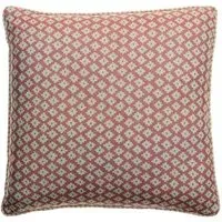 Square Cushion Geometric Pattern - Pink, Linen