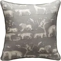 Square Cushion with Animal Print - Grey, Fabric