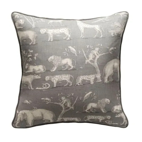Square Cushion with Animal Print - Grey, Fabric image