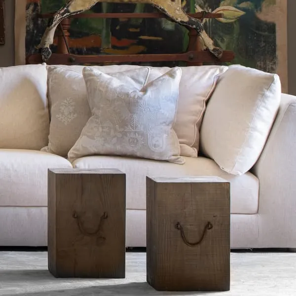 Square Cushion with Embroidery - Ivory, Linen