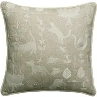 Square Cushion with Embroidery - Ivory, Linen