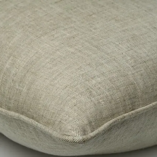Square Cushion with Embroidery - Natural, Linen