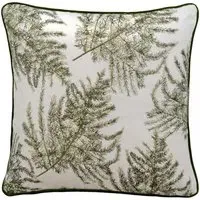 Square Cushion with Embroidery - White, Cotton