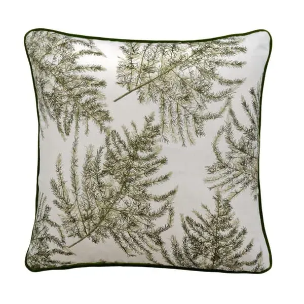 Square Cushion with Embroidery - White, Cotton