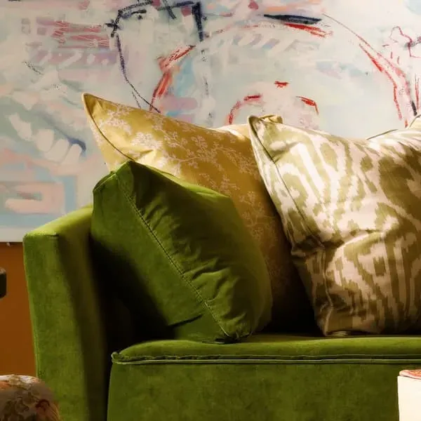 Square Cushion with Feather Fill - Barley, Cotton