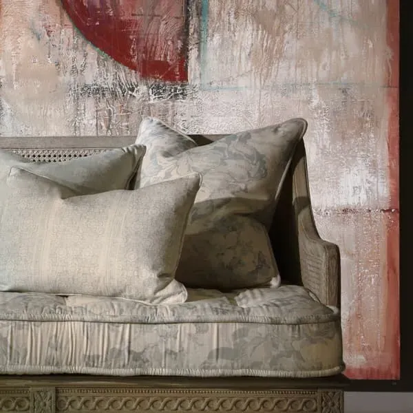 Square Cushion with Feather Fill - Blue, Cotton