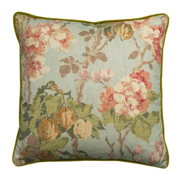 Square Cushion with Feather Fill - Blue, Cotton