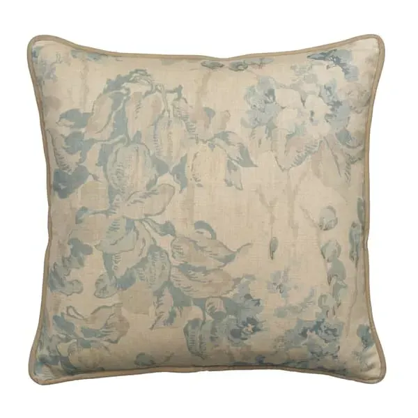 Square Cushion with Feather Fill - Blue, Cotton