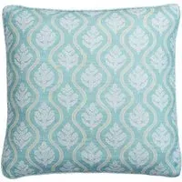 Square Cushion with Feather Fill - Blue, Linen