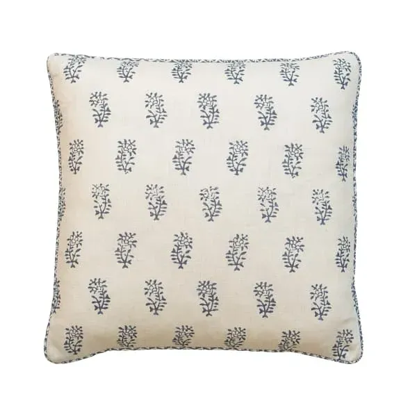Square Cushion with Feather Fill - Blue, Linen image