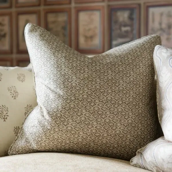 Square Cushion with Feather Fill - Brown, Linen