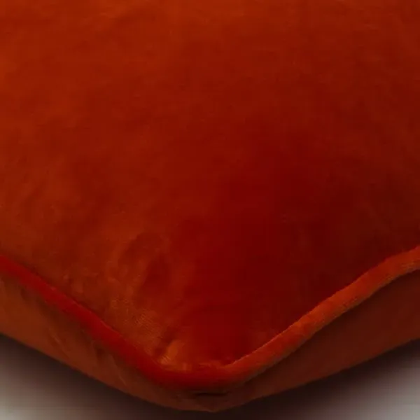 Square Cushion with Feather Fill - Burnt Sienna, Velvet